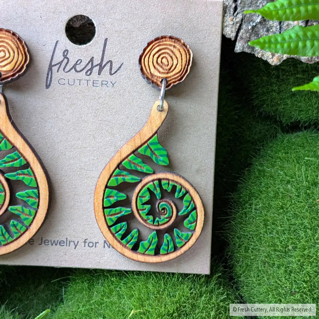 Fiddlehead Fern Spiral Earrings Dangle and Drop Earrings