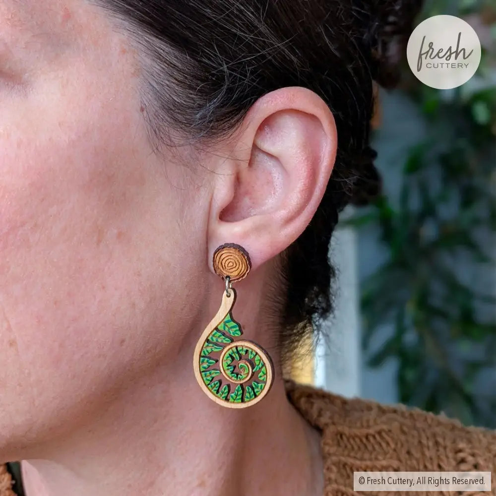 Fiddlehead Fern Spiral Earrings Dangle and Drop Earrings