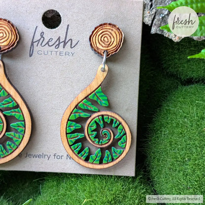 Fiddlehead Fern Spiral Earrings Dangle and Drop Earrings