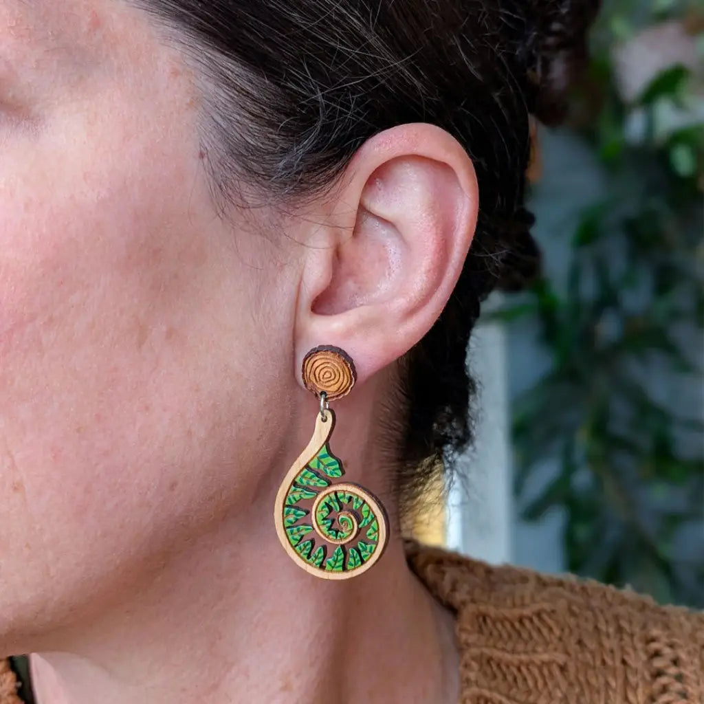 Fiddlehead Fern Spiral Earrings Dangle and Drop Earrings