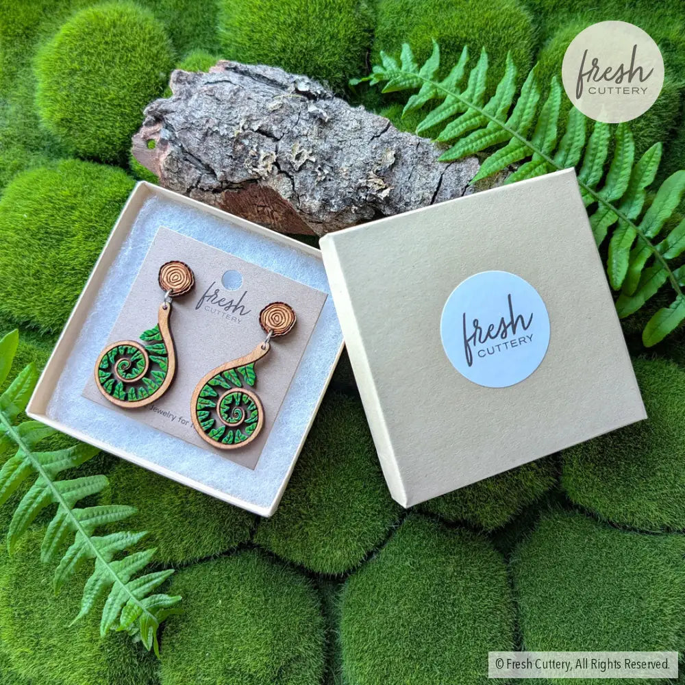 Fiddlehead Fern Spiral Earrings Dangle and Drop Earrings
