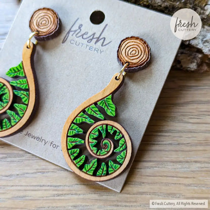 Fiddlehead Fern Spiral Earrings Dangle And Drop