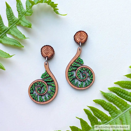 Fiddlehead Fern Spiral Earrings Dangle and Drop Earrings
