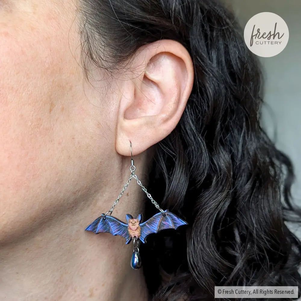 Flying Bat Earrings Dangle And Drop