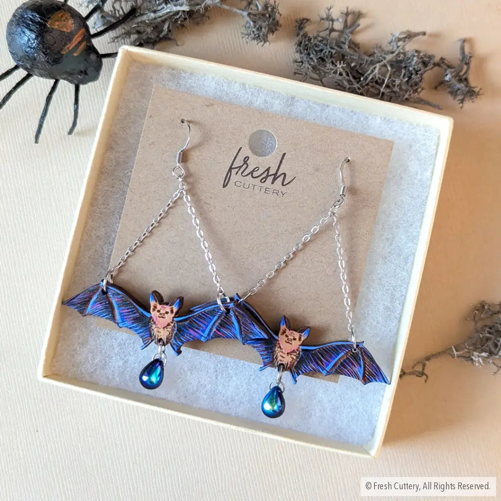 Flying Bat Earrings Dangle And Drop