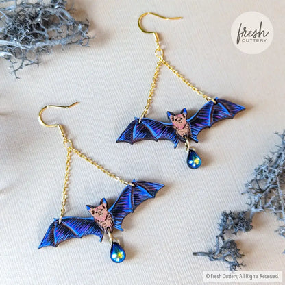 Flying Bat Earrings Dangle And Drop