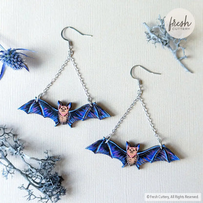 Flying Bat Earrings Without Bead / Gold Dangle And Drop