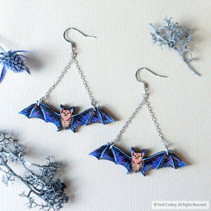 Flying Bat Earrings Without Bead / Gold Dangle And Drop