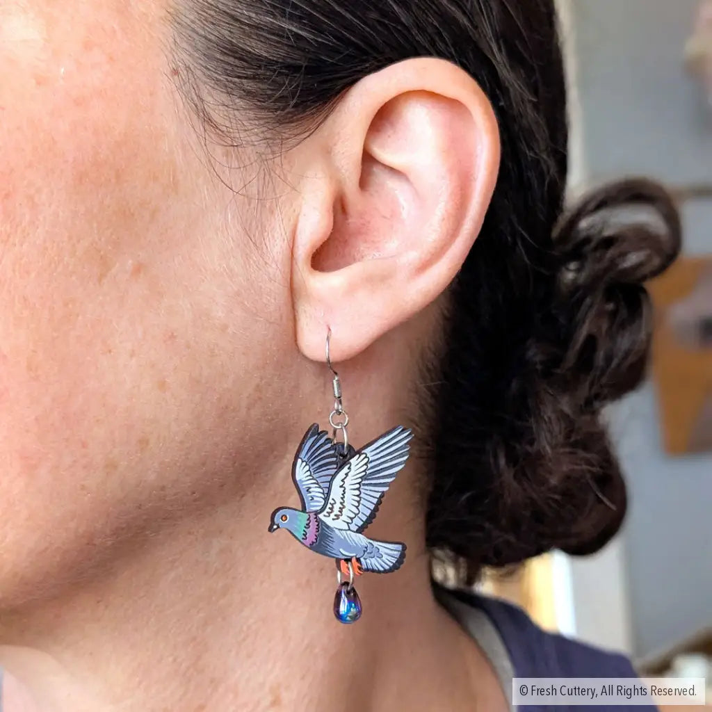 Flying Pigeon Earrings - Dangle and Drop Earrings