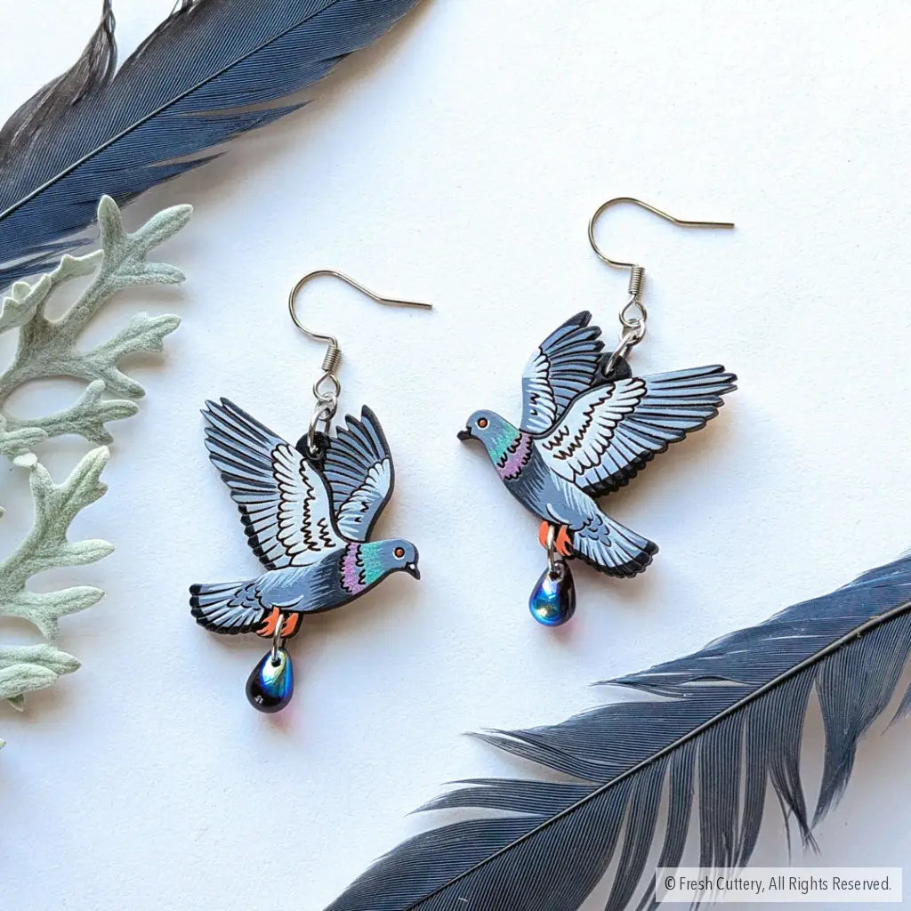 Flying Pigeon Earrings - Dangle and Drop Earrings