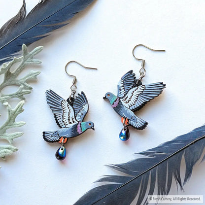 Flying Pigeon Earrings - Dangle and Drop Earrings