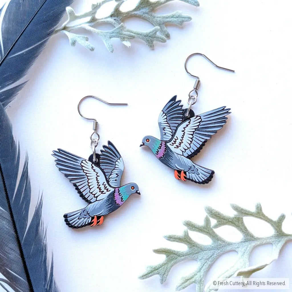 Flying Pigeon Earrings - Dangle and Drop Earrings