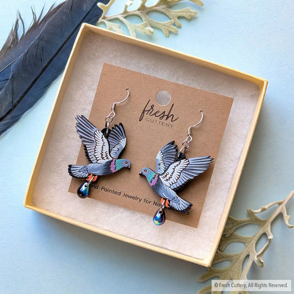Flying Pigeon Earrings - Dangle and Drop Earrings
