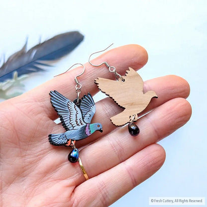 Flying Pigeon Earrings - Dangle and Drop Earrings