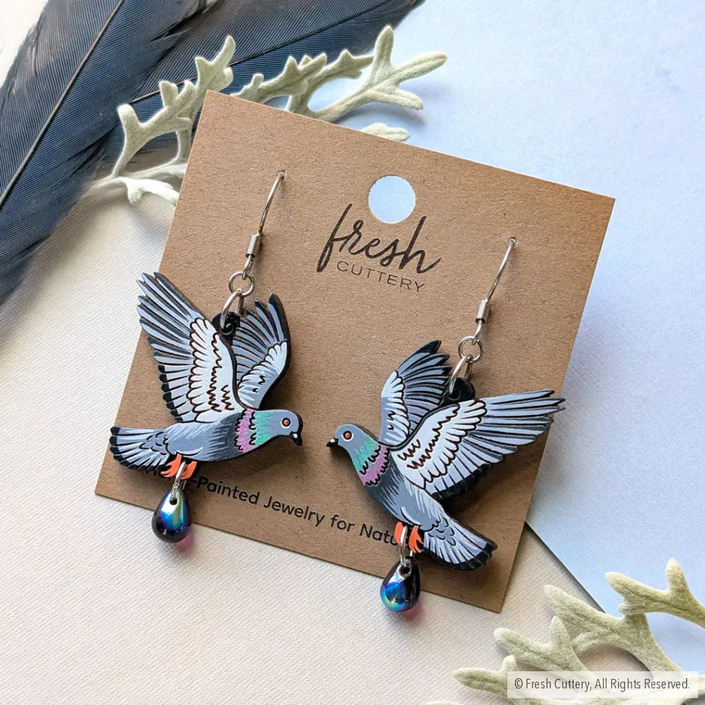 Flying Pigeon Earrings - Dangle and Drop Earrings