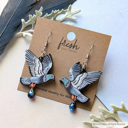 Flying Pigeon Earrings - Dangle and Drop Earrings