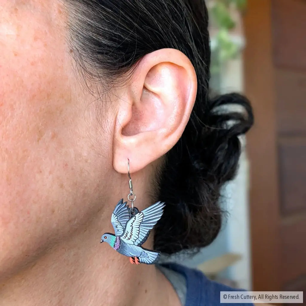Flying Pigeon Earrings - Dangle and Drop Earrings