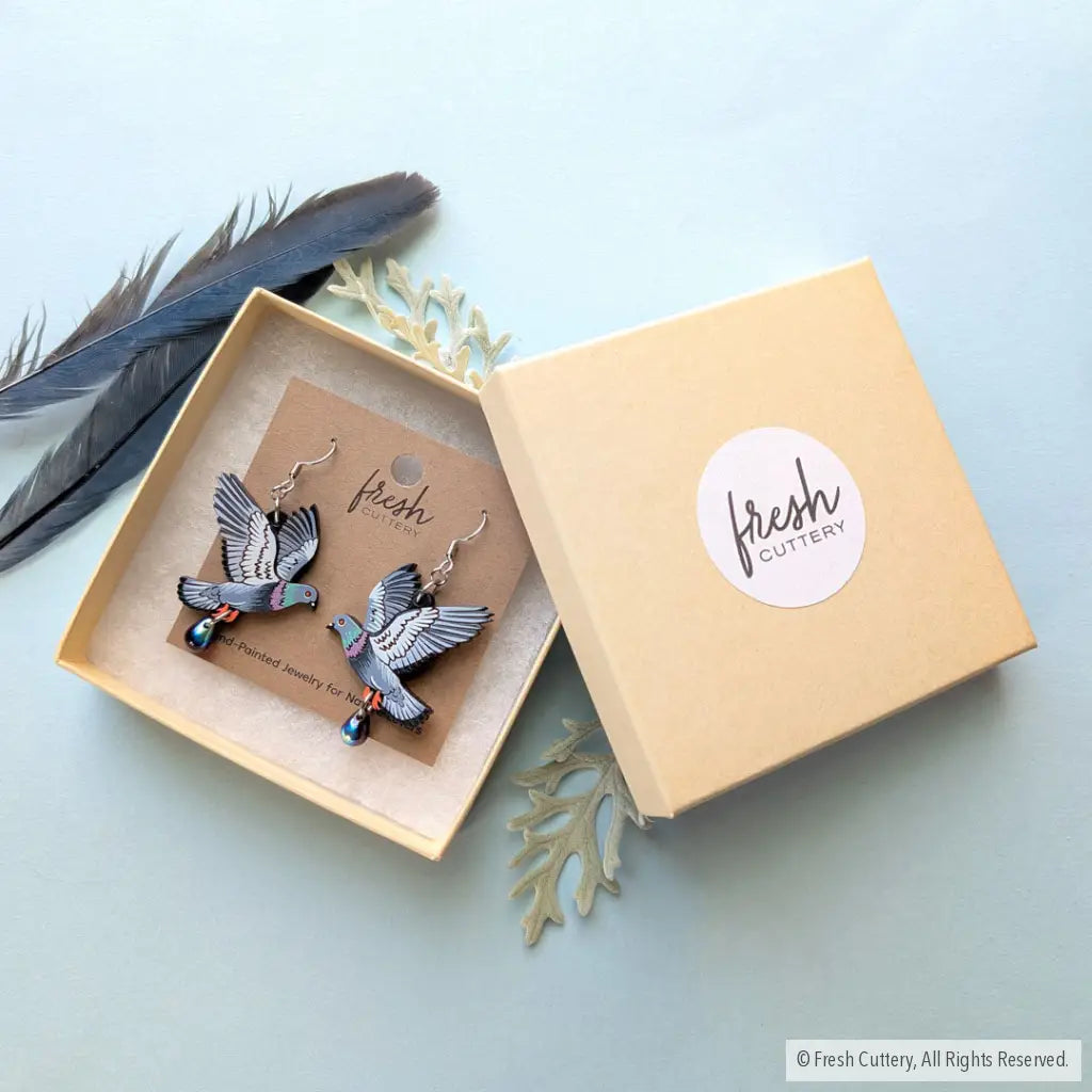 Flying Pigeon Earrings - Dangle and Drop Earrings