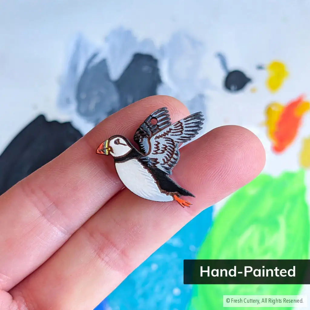Flying Puffin Earrings - Dangle and Drop Earrings