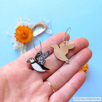 Flying Puffin Earrings - Dangle and Drop Earrings