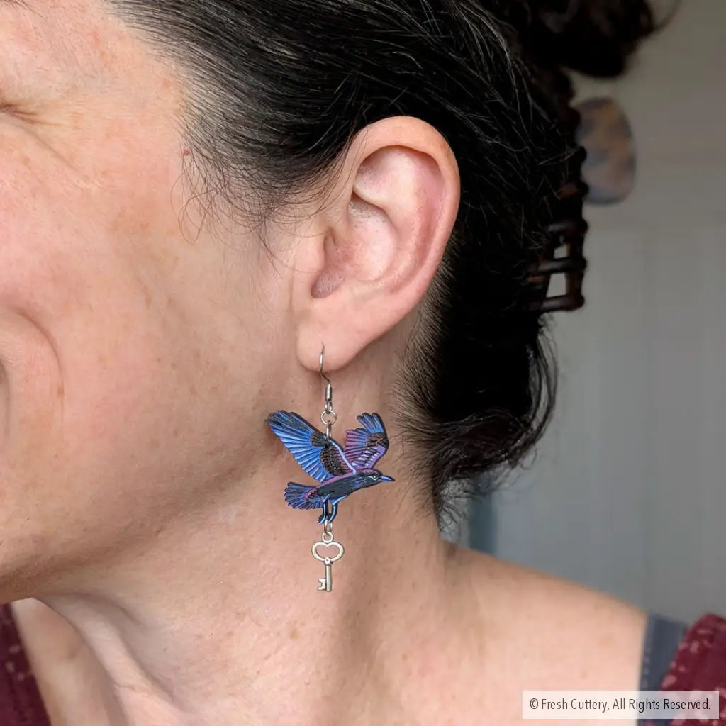 Flying Raven Earrings - Dangle and Drop Earrings