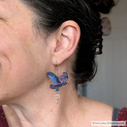 Flying Raven Earrings - Dangle and Drop Earrings