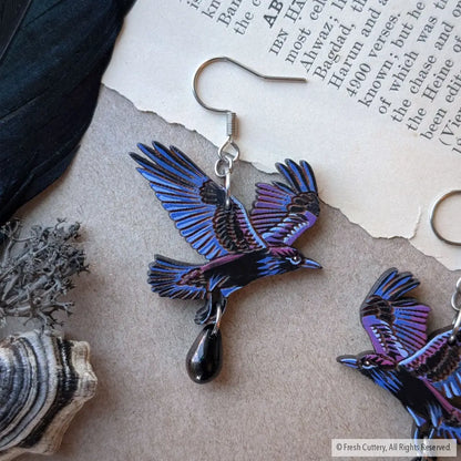 Flying Raven Earrings - Dangle and Drop Earrings