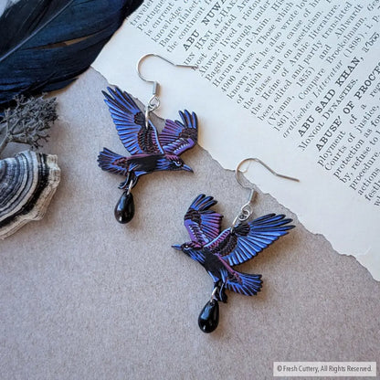 Flying Raven Earrings - Dangle and Drop Earrings