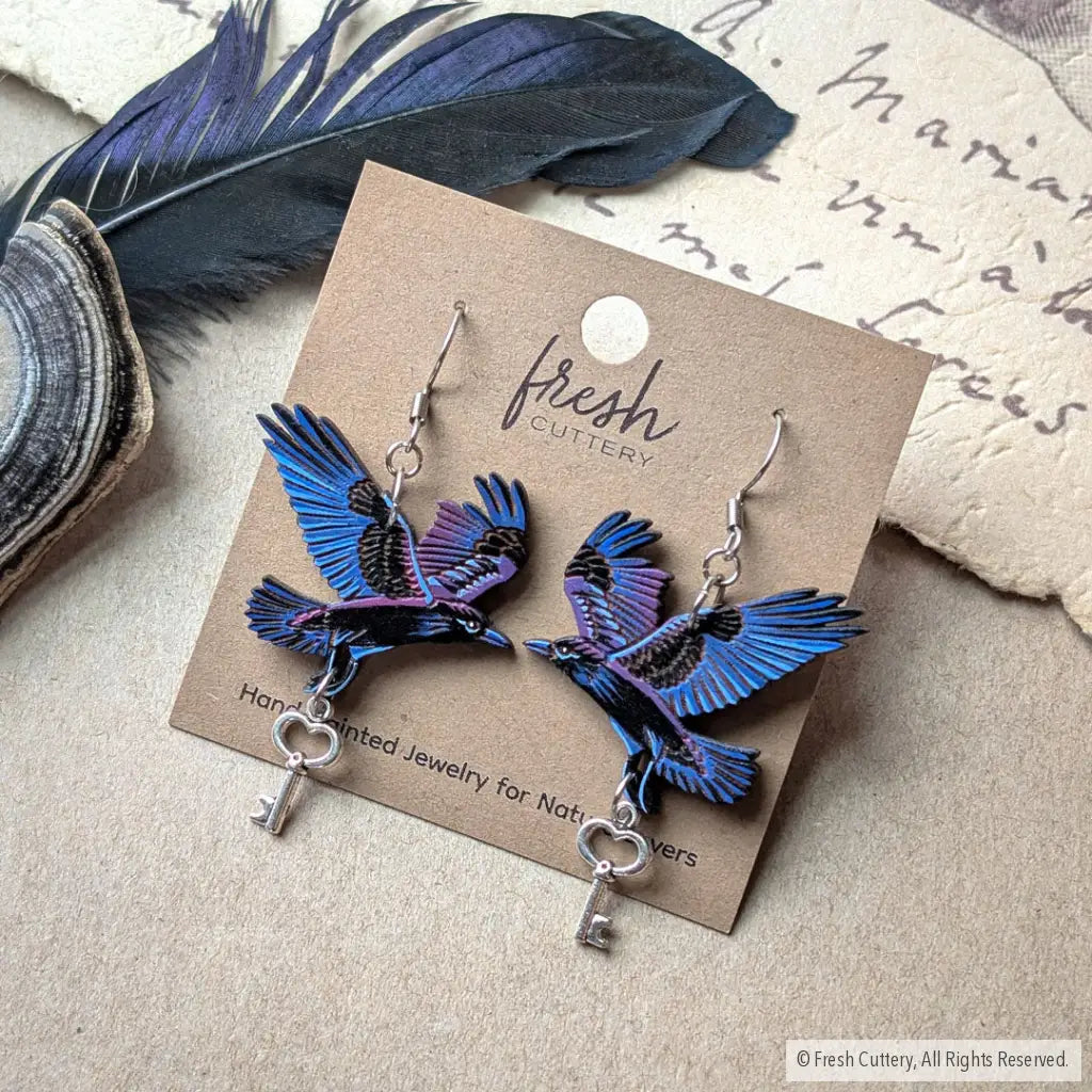 Flying Raven Earrings - Dangle and Drop Earrings