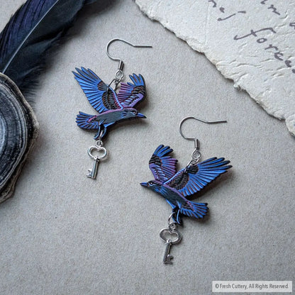 Flying Raven Earrings - Dangle and Drop Earrings