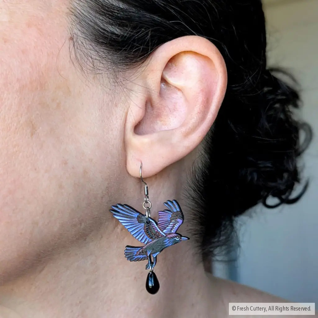 Flying Raven Earrings - Dangle and Drop Earrings