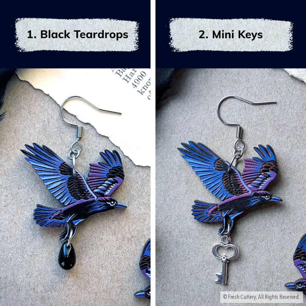 Flying Raven Earrings - Dangle and Drop Earrings