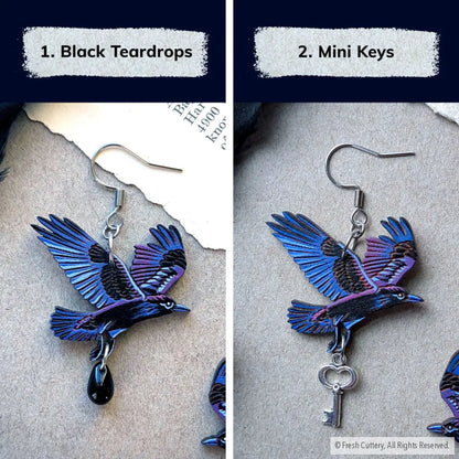 Flying Raven Earrings - Dangle and Drop Earrings