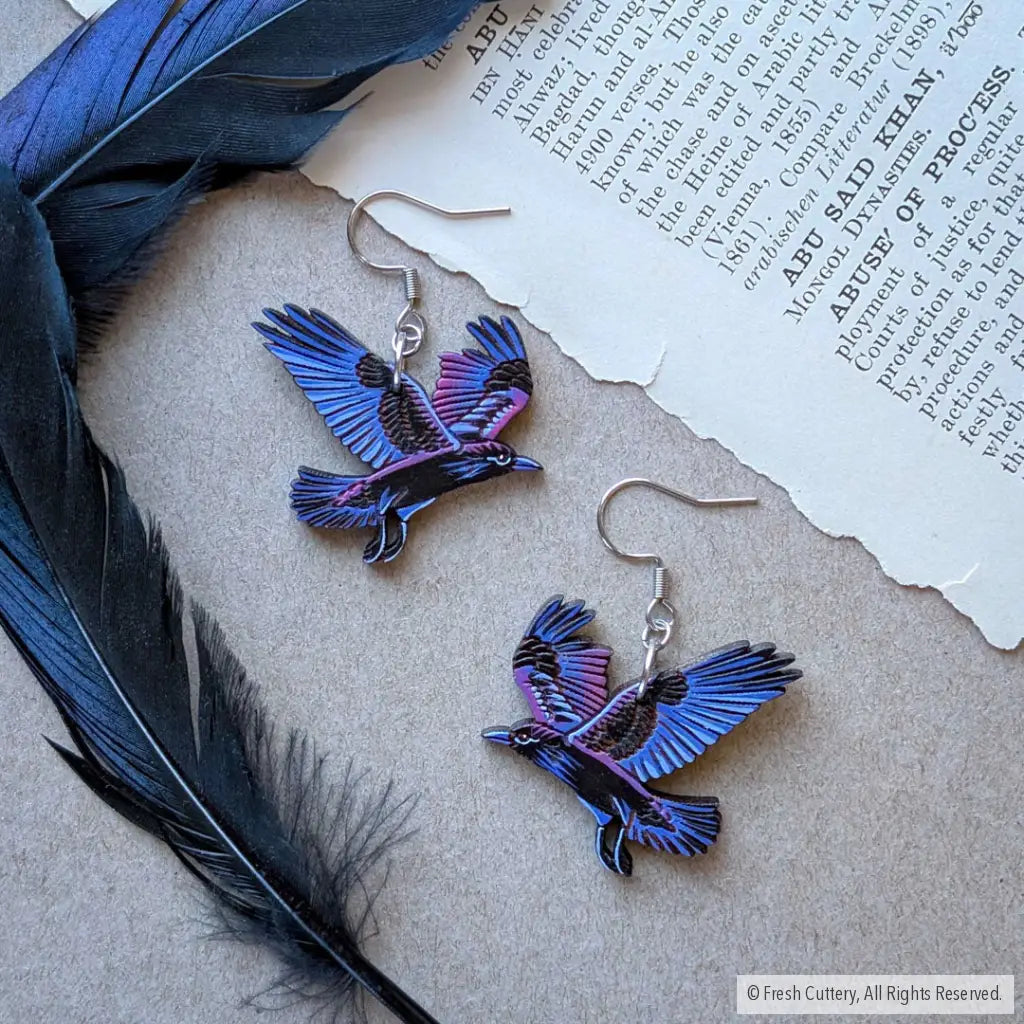 Flying Raven Earrings - Dangle and Drop Earrings