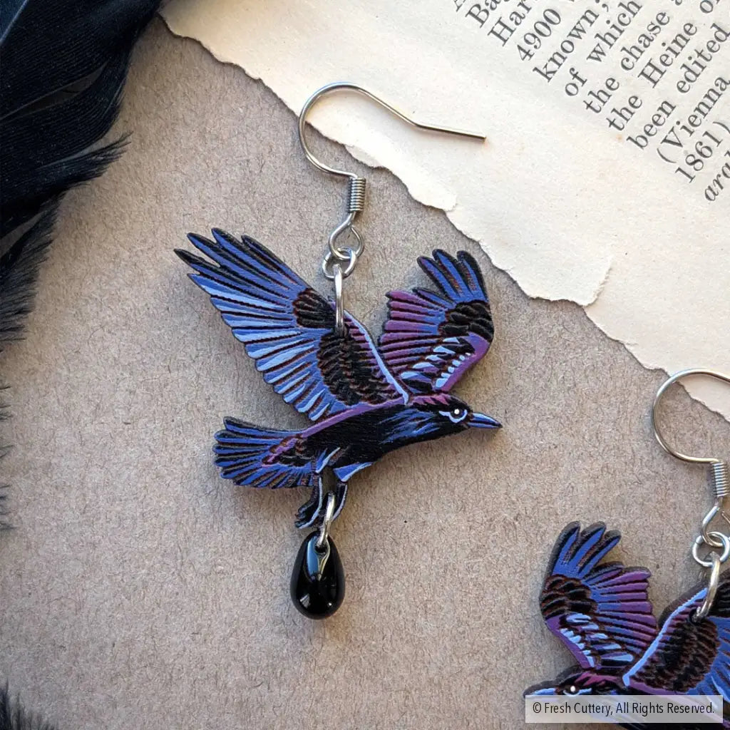 Flying Raven Earrings - Dangle and Drop Earrings