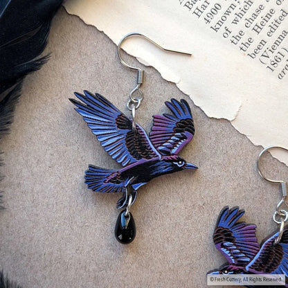 Flying Raven Earrings - Dangle and Drop Earrings