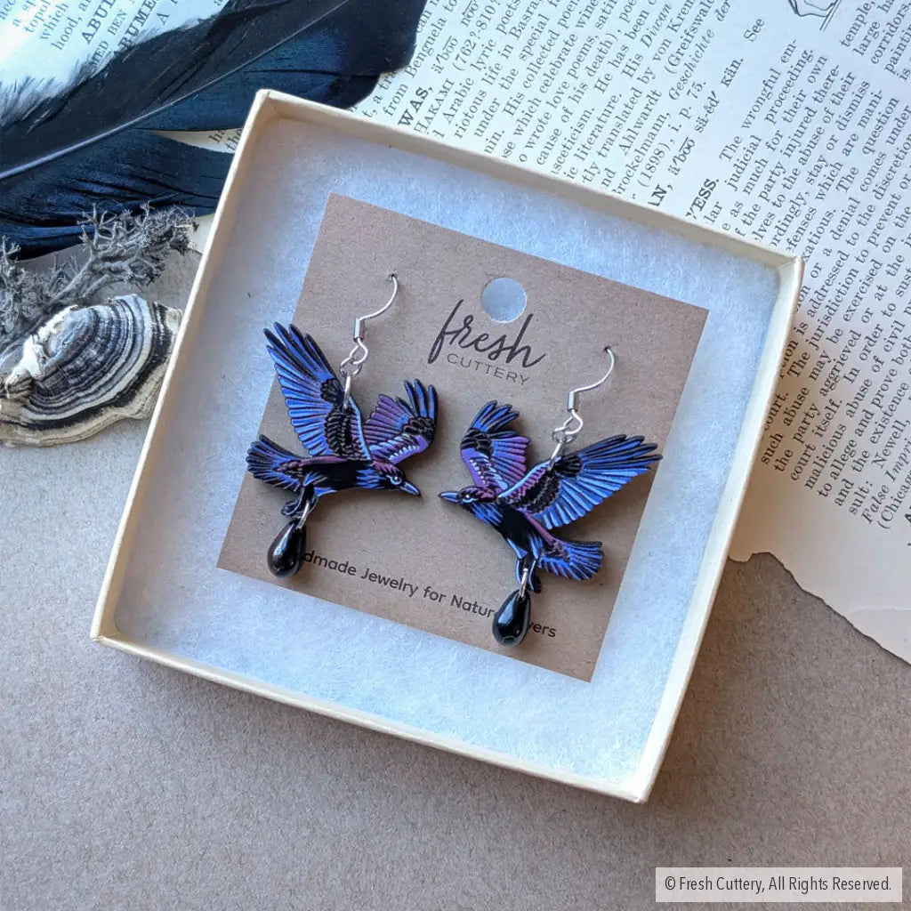 Flying Raven Earrings - Dangle and Drop Earrings
