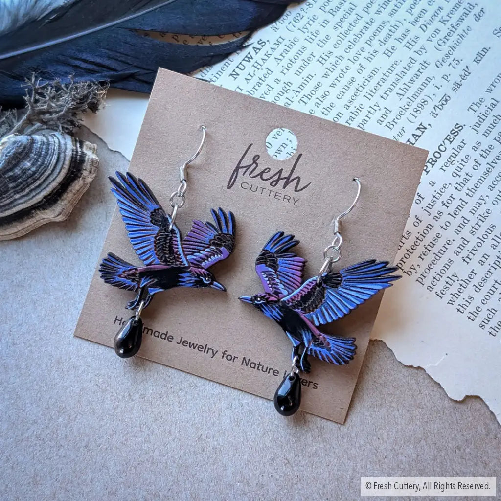 Flying Raven Earrings - Dangle and Drop Earrings