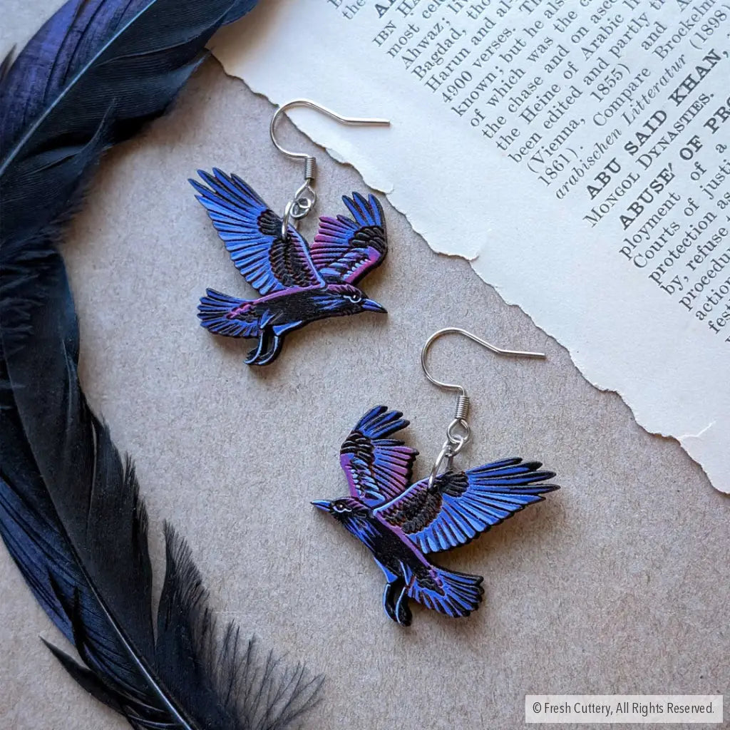 Flying Raven Earrings - Without Bead - Dangle and Drop Earrings
