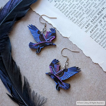 Flying Raven Earrings - Without Bead - Dangle and Drop Earrings