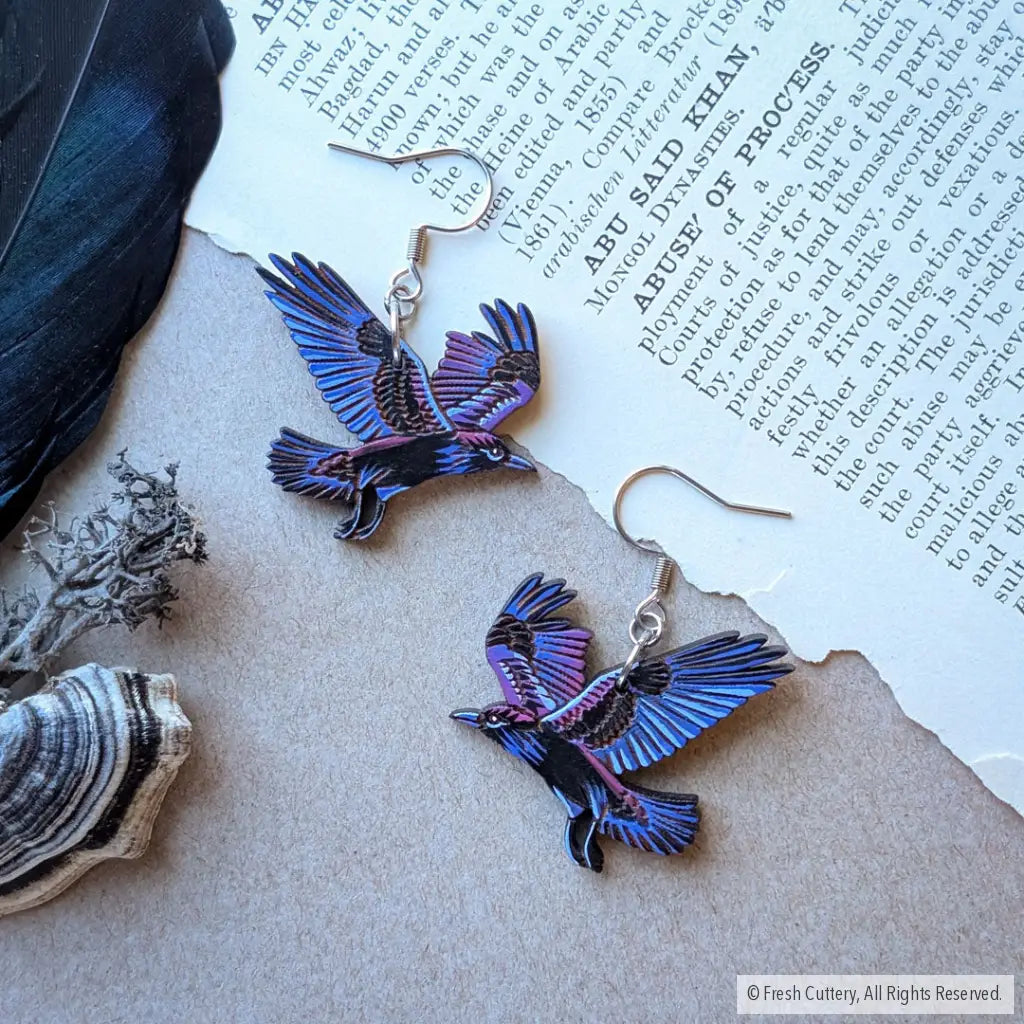 Flying Raven Earrings - Without Bead - Dangle and Drop Earrings