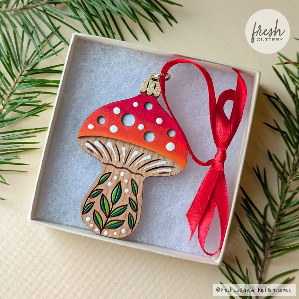 Folk Mushroom Ornament Ornaments