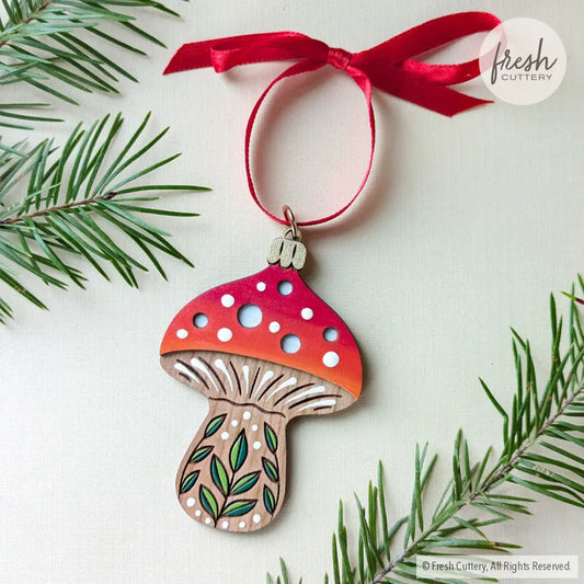 Folk Mushroom Ornament Ornaments