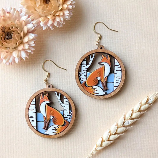 Fox and Birch Earrings Dangle and Drop Earrings