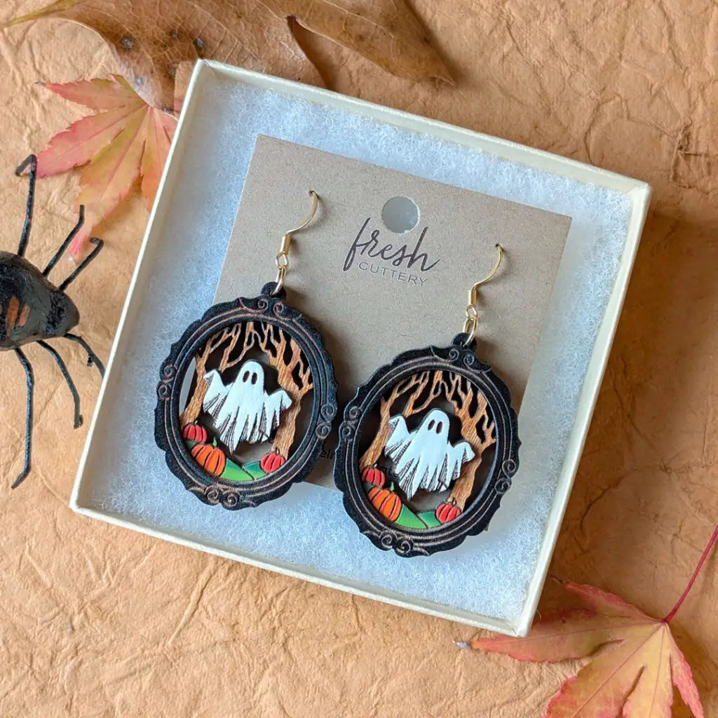 Framed Sheet Ghost Earrings Dangle and Drop Earrings