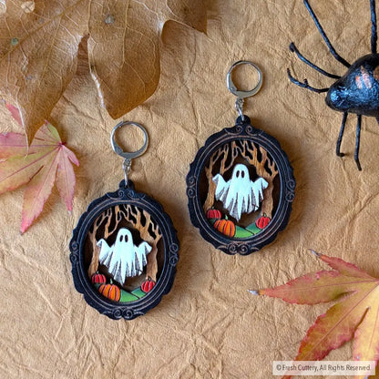 Framed Sheet Ghost Earrings Silver Leverbacks Dangle and Drop Earrings