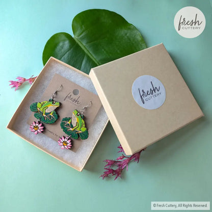 Tree Frog Statement Earrings Dangle and Drop Earrings