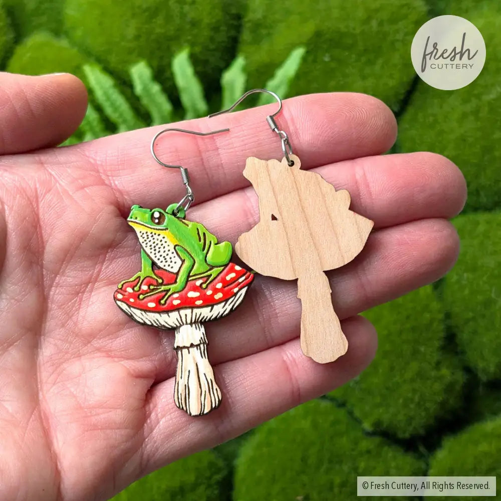 Frog Mushroom Earrings Dangle and Drop Earrings