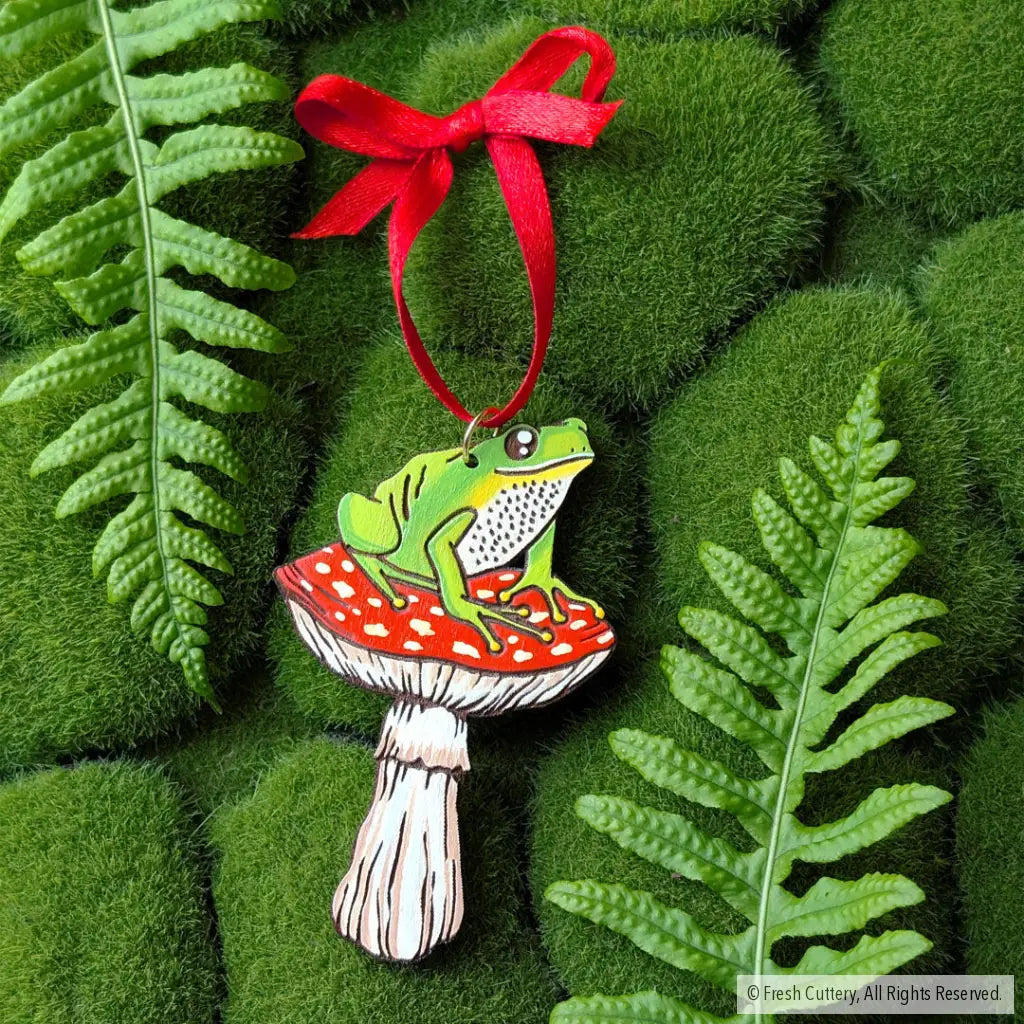 Frog Mushroom Ornament Ornaments
