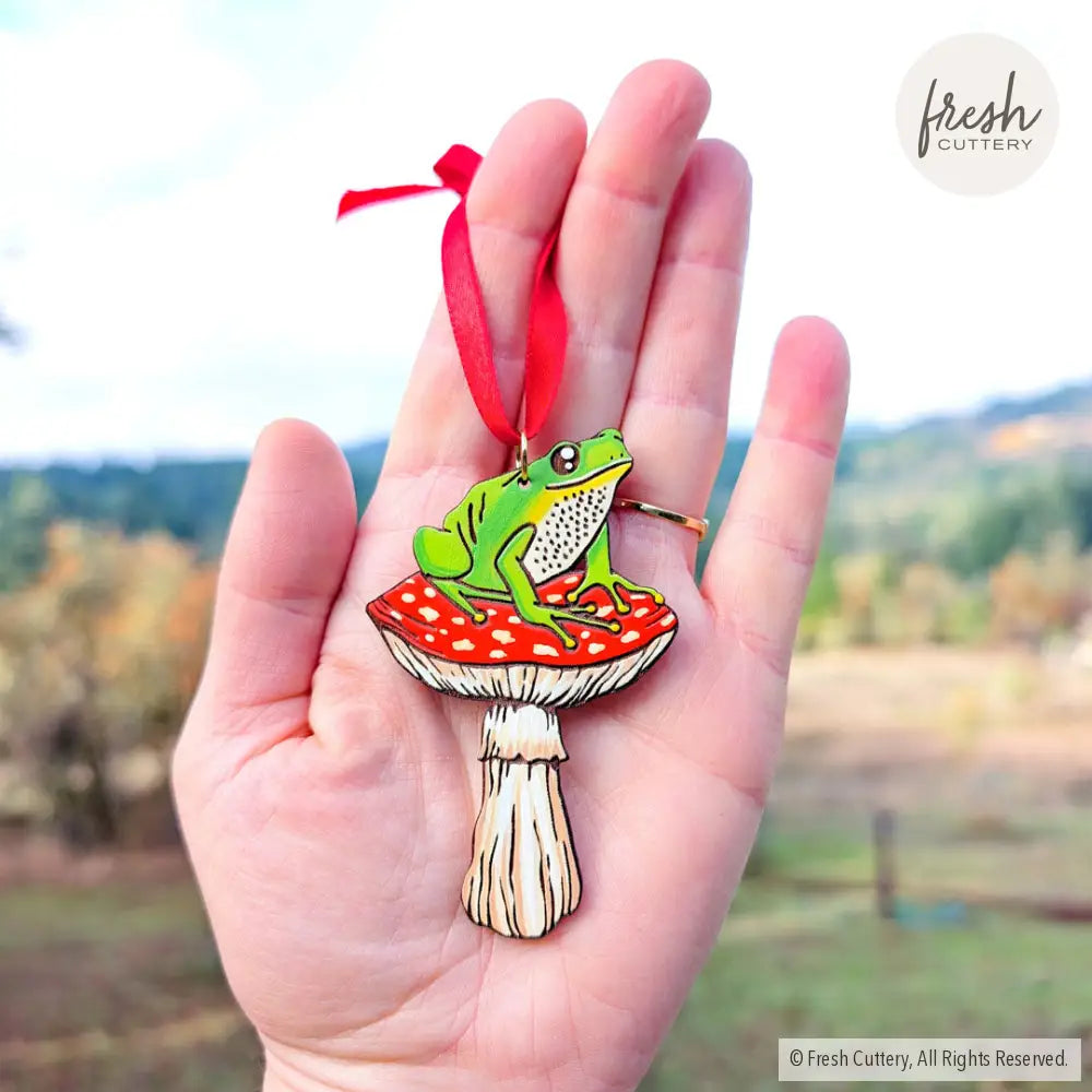 Frog Mushroom Ornament Ornaments